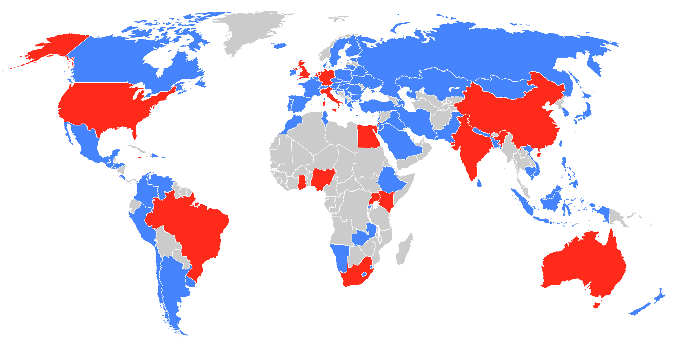 World map highlighting the countries of residence of CopyrightX participants