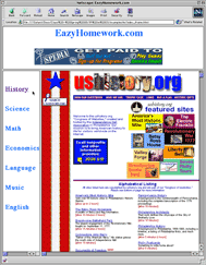 Image of EazyHomework.com's site with USHistory.org's site framed