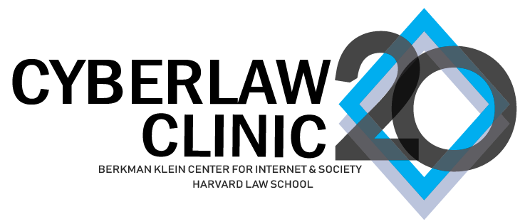 Logo for the Cyber Law Clinic's 20th anniversary